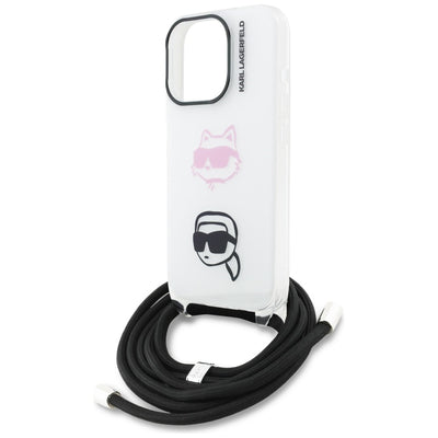 Karl Lagerfeld IML Crossbody Karl&amp;Choupette Head Case for iPhone 16 Pro Max - White