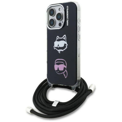 Karl Lagerfeld IML Crossbody Karl&amp;Choupette Head Case for iPhone 16 Pro Max - Black
