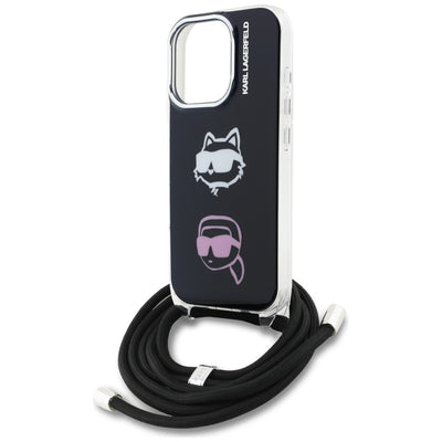 Karl Lagerfeld IML Crossbody Karl&amp;Choupette Head Case for iPhone 16 Pro Max - Black