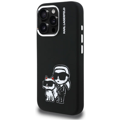 Karl Lagerfeld Silicone Karl&amp;Choupette Sketch MagSafe Case for iPhone 16 Pro - Black
