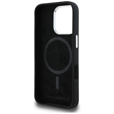 Karl Lagerfeld Silicone Karl&amp;Choupette Sketch MagSafe Case for iPhone 16 Pro - Black