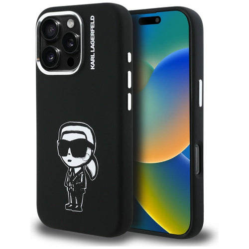 Karl Lagerfeld Silicone Karl Sketch MagSafe Case for iPhone 16 Pro Max - Black