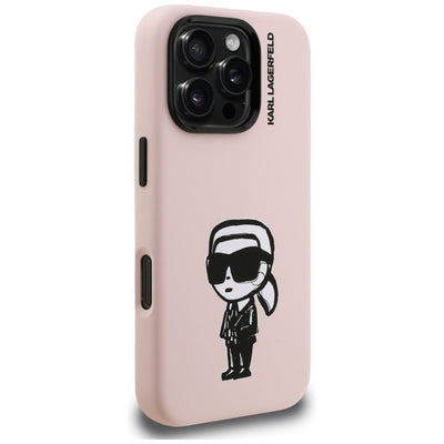 Karl Lagerfeld Silicone Karl Sketch MagSafe Case for iPhone 16 Pro Max - Pink
