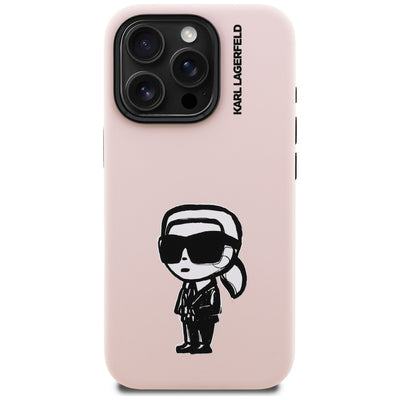 Karl Lagerfeld Silicone Karl Sketch MagSafe Case for iPhone 16 Pro - Pink