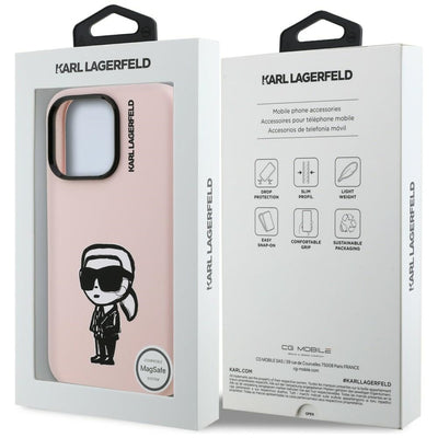 Karl Lagerfeld Silicone Karl Sketch MagSafe Case for iPhone 16 Pro - Pink