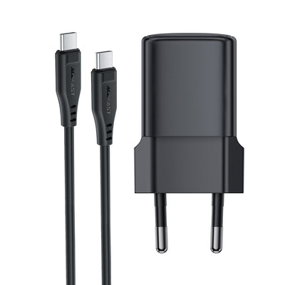 Acefast A118 30W GaN USB-C Wall Charger with USB-C - USB-C Cable 1.2m - Black