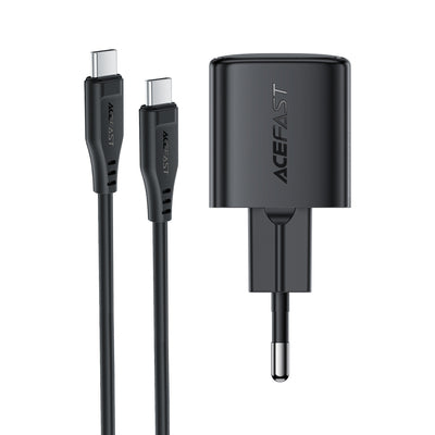 Acefast A118 30W GaN USB-C Wall Charger with 1.2m USB-C to Lightning Cable - Black