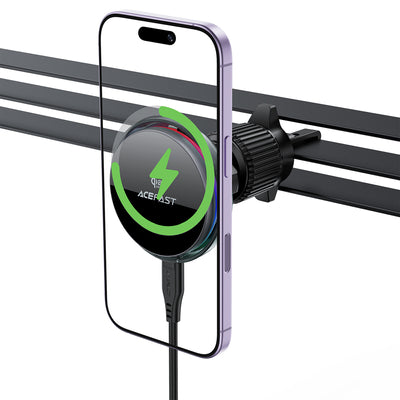 Acefast D61 Magnetic Car Air Vent Holder with Qi2 25W Wireless Charging - Gray