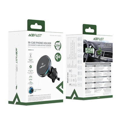 Acefast D61 Magnetic Car Air Vent Holder with Qi2 25W Wireless Charging - Gray