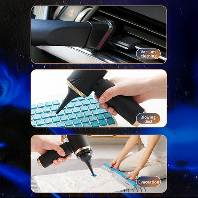 Mini Foldable Handheld Car Vacuum Cleaner with Blower Function - Black — Hurtel