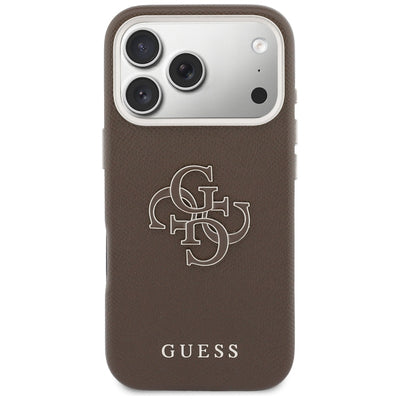 Etui Guess FW Resin Logo na iPhone 17 Pro - brązowe
