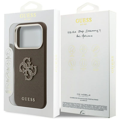 Etui Guess FW Resin Logo na iPhone 17 Pro - brązowe