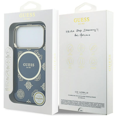 Guess IML Peony Dot MagSafe Case for iPhone 17 Pro - Blue