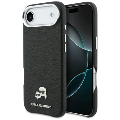 Karl Lagerfeld Karl &amp; Choupette Head Pins Saffiano MagSafe Case for iPhone Air - Black