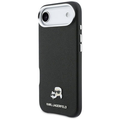 Karl Lagerfeld Karl &amp; Choupette Head Pins Saffiano MagSafe Case for iPhone Air - Black