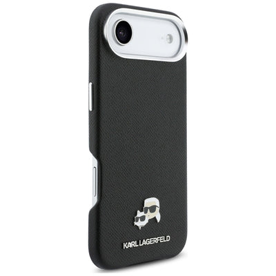 Karl Lagerfeld Karl &amp; Choupette Head Pins Saffiano MagSafe Case for iPhone Air - Black