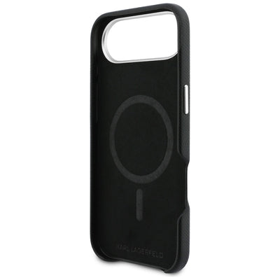 Karl Lagerfeld Karl &amp; Choupette Head Pins Saffiano MagSafe Case for iPhone Air - Black