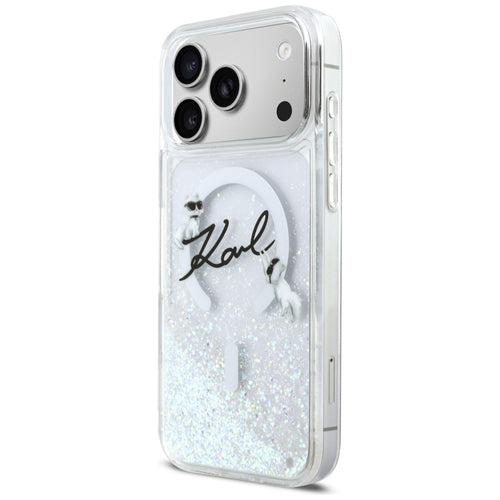 Karl Lagerfeld Liquid Glitter Karl Script Logo MagSafe Case for iPhone 17 Pro Max - Clear