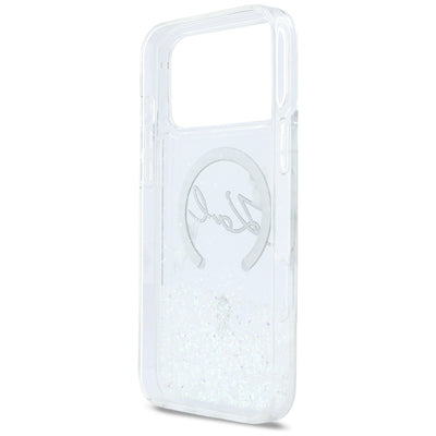 Karl Lagerfeld Liquid Glitter Karl Script Logo MagSafe Case for iPhone 17 Pro Max - Clear