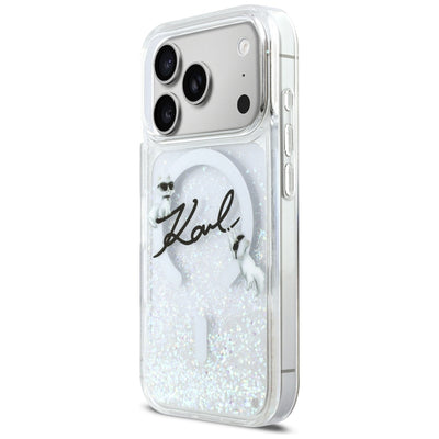 Karl Lagerfeld Liquid Glitter Karl Script Logo MagSafe Case for iPhone 17 Pro - Clear