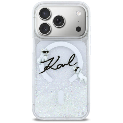 Karl Lagerfeld Liquid Glitter Karl Script Logo MagSafe Case for iPhone 17 Pro - Clear