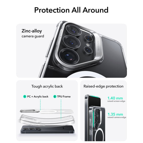 ESR Classic Hybrid Kickstand MagSafe Case for Samsung Galaxy S26 Ultra - Clear