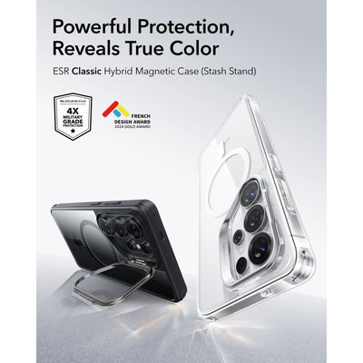 ESR Classic Hybrid Kickstand MagSafe Case for Samsung Galaxy S26 Ultra - Clear Black