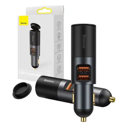Baseus Share Together Fast Charge Car Charger with Cigarette Lighter Expansion Port, 2x USB, 120W (Gray) - Product Image 8