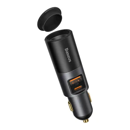 Baseus Share Together Fast Charge Car Charger with Cigarette Lighter Expansion Port, 2x USB, 120W (Gray) - Product Image 1