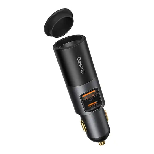 Baseus Share Together Fast Charge Car Charger with Cigarette Lighter Expansion Port, 2x USB, 120W (Gray) - Product Image 1