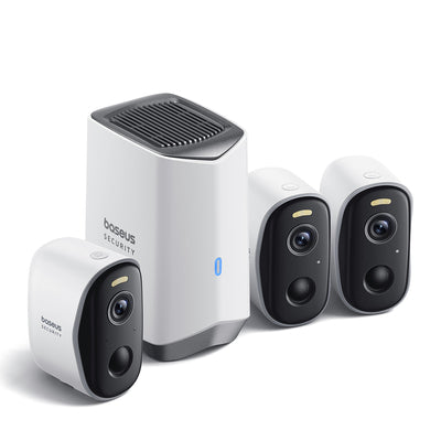Baseus Security N1 2K Outdoor Camera Set 3x Camera + Base Station - White