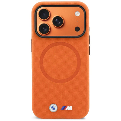 BMW M FW Metal Logo MagSafe Case for iPhone 17 Pro - Orange