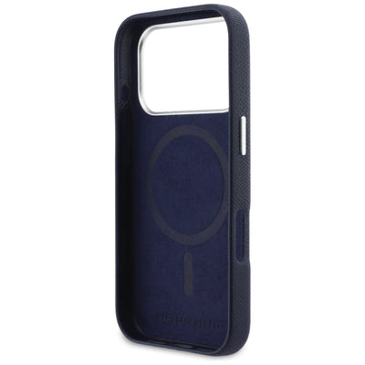 Karl Lagerfeld Karl &amp; Choupette Head Pins Saffiano MagSafe Case for iPhone 17 Pro Max - Blue