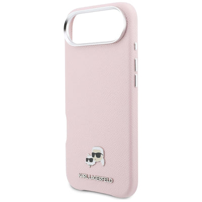 Karl Lagerfeld Karl &amp; Choupette Head Pins Saffiano MagSafe iPhone Air Case - Pink