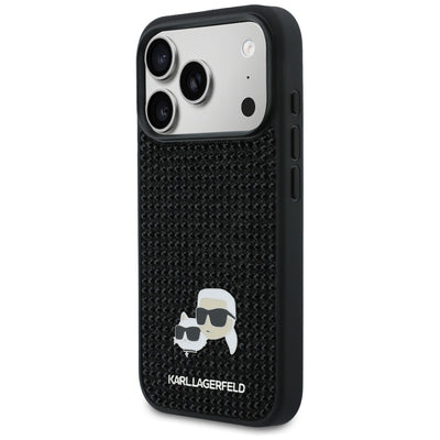 Karl Lagerfeld Rhinestones Karl&amp;Choupette Pin Case for iPhone 17 Pro - Black