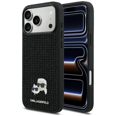 Karl Lagerfeld Rhinestones Karl&amp;Choupette Pin Case for iPhone 17 Pro Max - Black