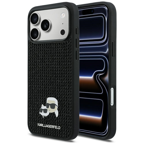 Karl Lagerfeld Rhinestones Karl&amp;Choupette Pin Case for iPhone 17 Pro Max - Black