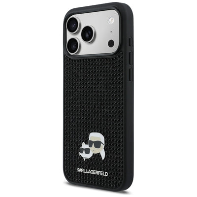 Karl Lagerfeld Rhinestones Karl&amp;Choupette Pin Case for iPhone 17 Pro Max - Black