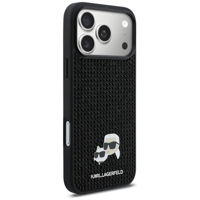 Karl Lagerfeld Rhinestones Karl&amp;Choupette Pin Case for iPhone 17 Pro Max - Black