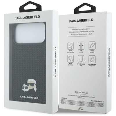 Karl Lagerfeld Rhinestones Karl&amp;Choupette Pin Case for iPhone 17 Pro Max - Black