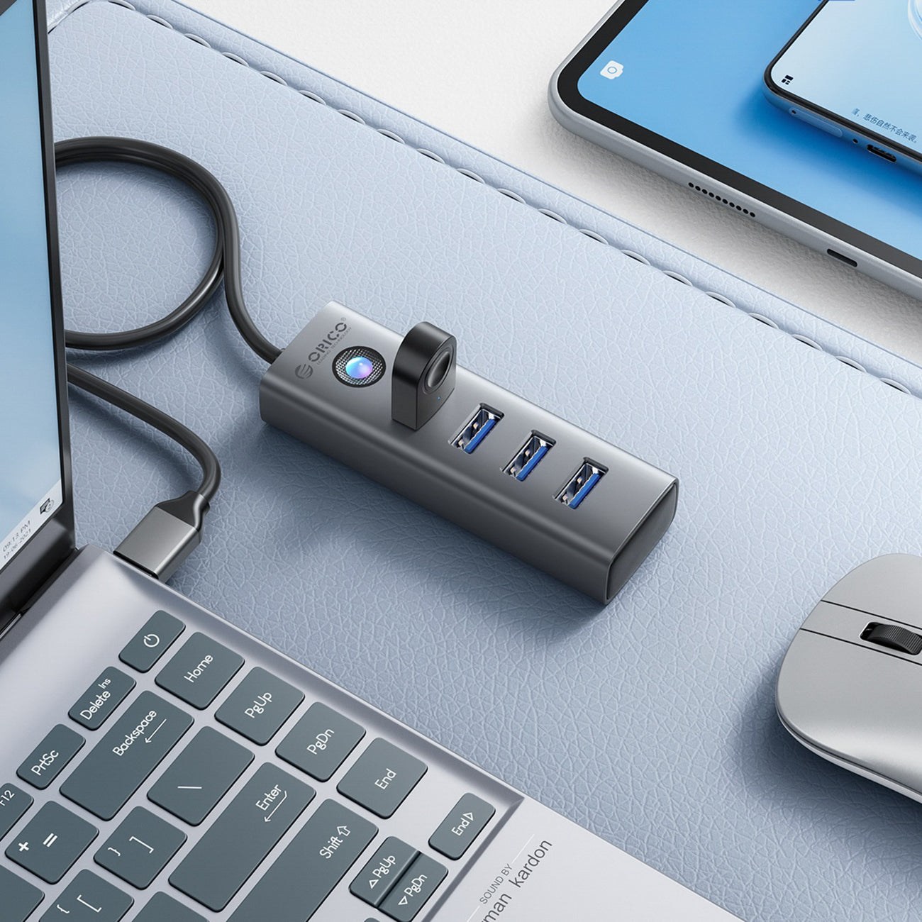 Orico PDD4U-U3 Hub 4x USB-A 3.0 - Gray