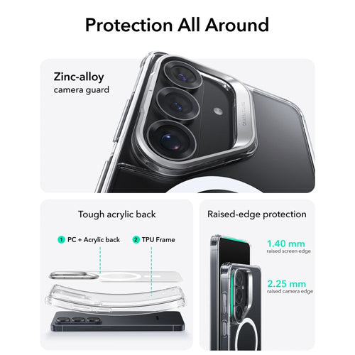 ESR Classic Hybrid Kickstand MagSafe Case for Samsung Galaxy S26+ - Transparent