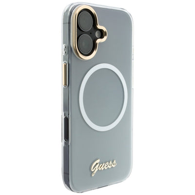 Guess IML Gradient Script Metal MagSafe Case for iPhone 17 - White
