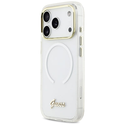 Guess IML Gradient Script Metal MagSafe Case for iPhone 17 Pro - White