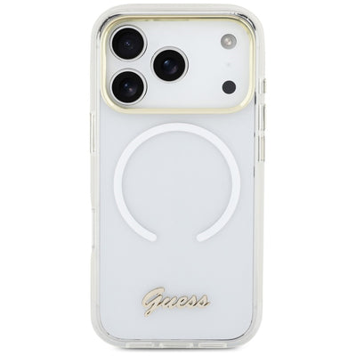 Guess IML Gradient Script Metal MagSafe Case for iPhone 17 Pro - White