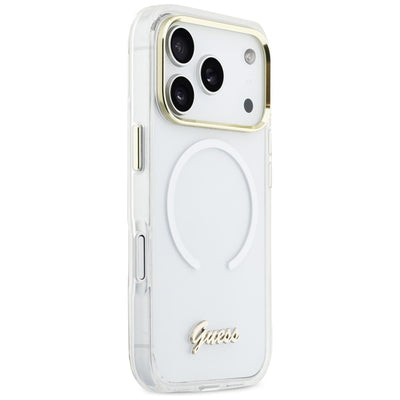 Guess IML Gradient Script Metal MagSafe Case for iPhone 17 Pro - White