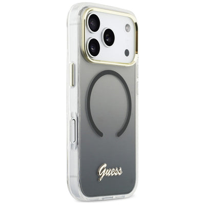 Guess IML Gradient Script Metal MagSafe Case for iPhone 17 Pro Max - Black