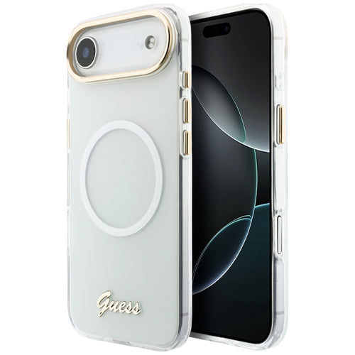 Guess IML Gradient Script Metal MagSafe Case for iPhone Air - White