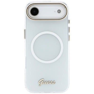 Guess IML Gradient Script Metal MagSafe Case for iPhone Air - White