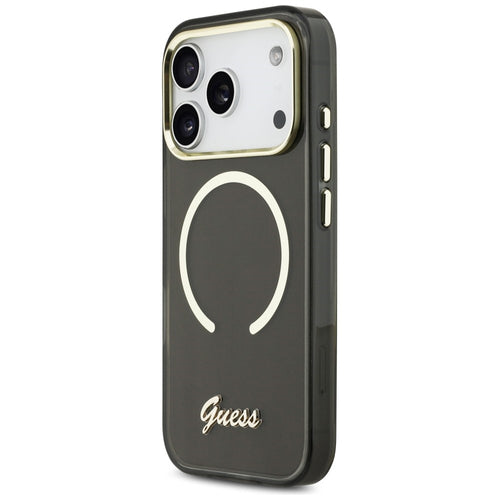 Guess IML Script Metal MagSafe Case for iPhone 17 Pro - Black